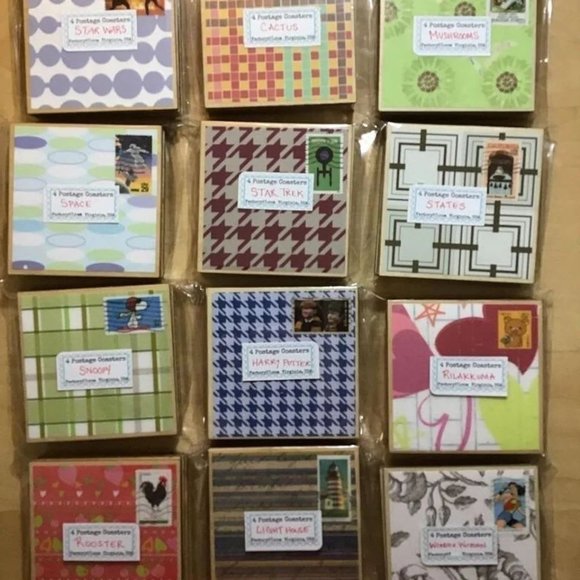 Wildlife Coasters Set x4 Recycled Postage Stamps - Picture 10 of 10